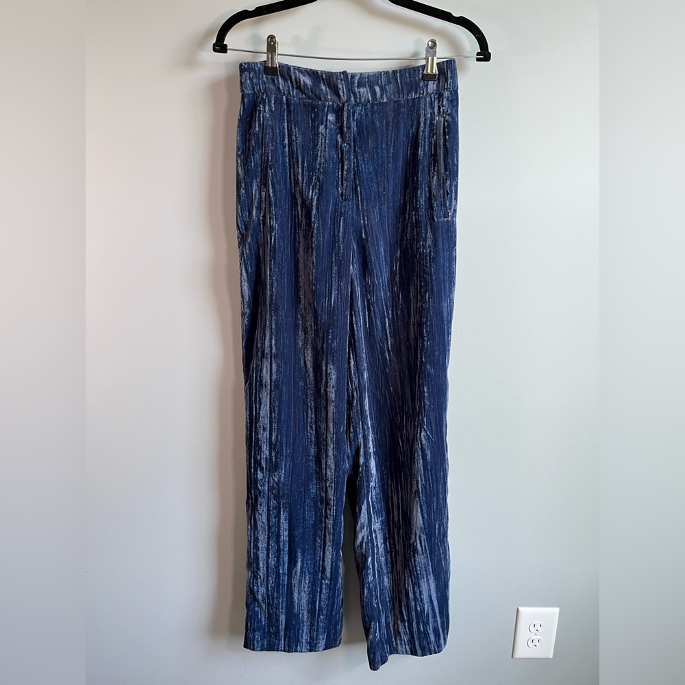 Topshop Blue Velvet Loose Fit Pants Size 2